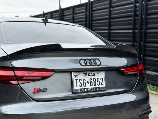 Audi RS5 S5 A5 B9 / B9.5 2017-ON with Aftermarket Parts - Rear Lip Spoiler Pre-preg Carbon Fiber from Karbel Carbon
