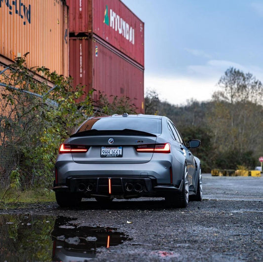 BMW M3 G80 G81 2021 2022 2023 2024 & M4 G82 G83 2021 2022 2023 2024 with Aftermarket Parts - AE V2 Style Rear Diffuser & Canards Carbon Fiber from ArmorExtend