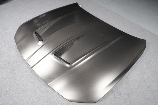 BMW M3 / M3C G80 G81 & M4 / M4C G82 G83 2021 2022 2023 2024 with Aftermarket Parts - Hood Bonnet Double-sided Pre-preg Carbon Fiber from TAKD Carbon