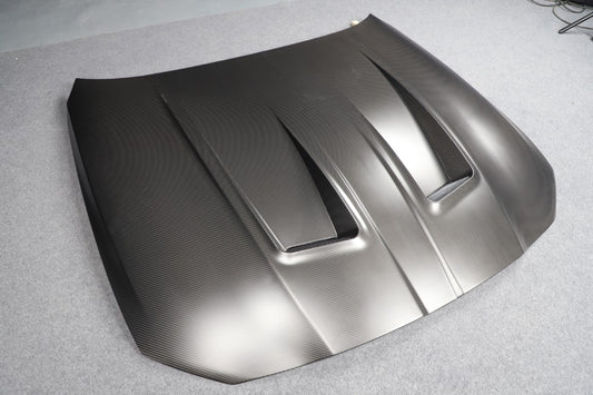 BMW M3 / M3C G80 G81 & M4 / M4C G82 G83 2021 2022 2023 2024 with Aftermarket Parts - Hood Bonnet Double-sided Pre-preg Carbon Fiber from TAKD Carbon