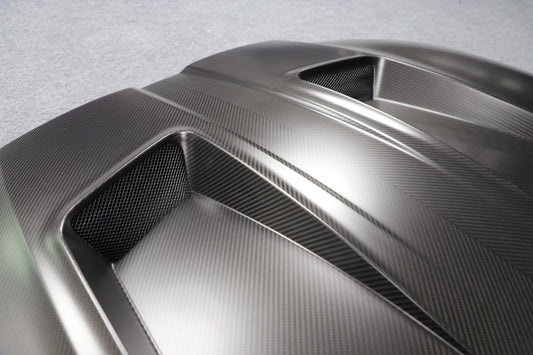 BMW M3 / M3C G80 G81 & M4 / M4C G82 G83 2021 2022 2023 2024 with Aftermarket Parts - Hood Bonnet Double-sided Pre-preg Carbon Fiber from TAKD Carbon