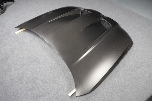 BMW M3 / M3C G80 G81 & M4 / M4C G82 G83 2021 2022 2023 2024 with Aftermarket Parts - Hood Bonnet Double-sided Pre-preg Carbon Fiber from TAKD Carbon