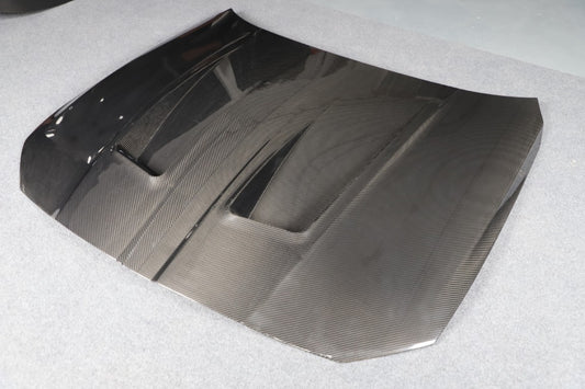 BMW M3 / M3C G80 G81 & M4 / M4C G82 G83 2021 2022 2023 2024 with Aftermarket Parts - Hood Bonnet Double-sided Pre-preg Carbon Fiber from TAKD Carbon