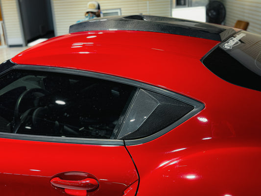 Toyota Supra MK5 A90 A91 3.0 2.0 2020 2021 2022 2023 2024 with Aftermarket Parts - Hyperion Side Window Louver Trim Carbon Fiber / FRP from Robot Craftsman
