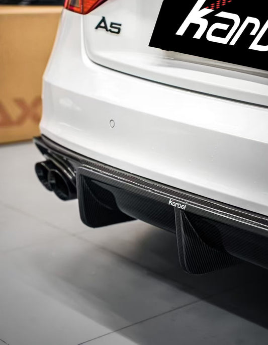 Audi S5 A5 S-line (with s-line bumper, does not base model) B8.5 2012-2016 with Aftermarket Parts - V1 Style Rear Diffuser Pre-preg Carbon Fiber from Karbel Carbon