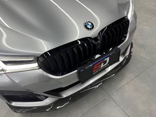 BMW 5 Series M550 540 530 (with M-package bumper, does not fit base model) G30 LCI 2021 2022 2023 2024 with Aftermarket Parts - Front Lip Pre-preg Carbon Fiber from Karbel Carbon