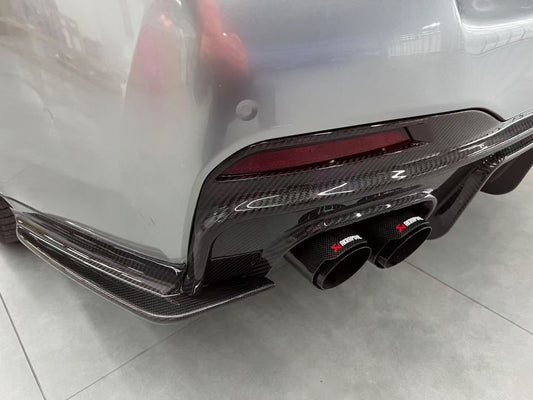 BMW 5 series M550 540 530 (with M-package bumper, does not fit base model) G30 LCI 2021 2022 2023 2024 with Aftermarket Parts - Rear Diffuser & Canards Pre-preg Carbon Fiber from Karbel Carbon