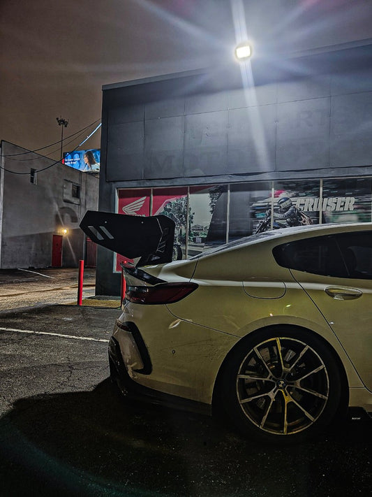 BMW 8 Series M850 840 G16 2018 2019 2020 2021 2022 2023 2024 with Aftermarket Parts - Rear Spoiler Pre-preg Carbon Fiber from Karbel Carbon