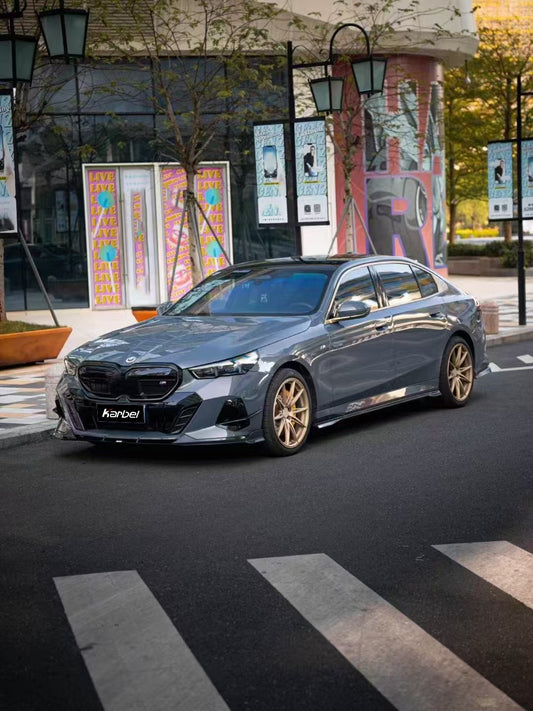 BMW i5 xDrive40 / i5 eDrive40 (with M-package bumper, does not fit base mode) / i5 M60 G60 G61 2024-ON & 5 Series 540i xDrive / 530i xDrive / 530i (with M-package bumper, does not fit base model) / 550e xDrive G60 G61 2024-ON with Aftermarket Parts - V2 Style Pre-preg Carbon Fiber Front Canards from Karbel Carbon