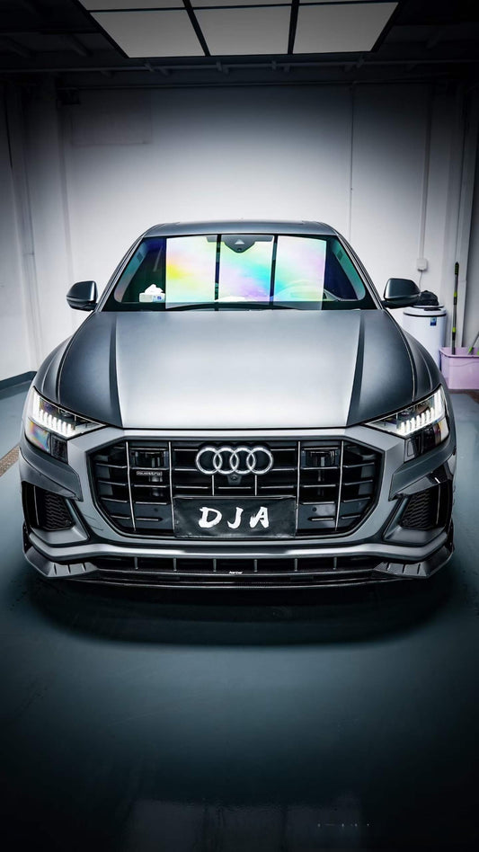 Audi SQ8 Q8 (with s-line bumper) Pre-facelift 2019 2020 2021 2022 2023 with Aftermarket Parts - Front Lip Pre-preg Carbon Fiber from Karbel Carbon