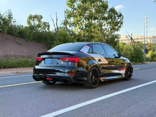 Audi RS3 8V 8V.5 2018 2019 2020 with Aftermarket Parts - Side Skirts Pre-preg Carbon Fiber from TAKD Carbon