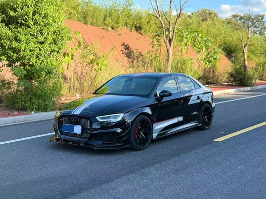 Audi RS3 8V 8V.5 2018 2019 2020 with Aftermarket Parts - Front Canards Carbon Fiber from Karbel Carbon