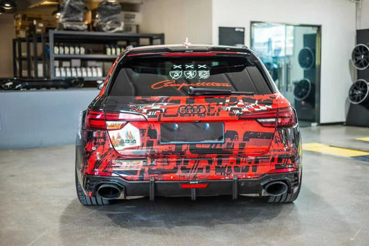 Audi RS4 B9 / B9.5 2018 2019 2020 2021 2022 2023 2024 with Aftermarket Parts - V1 Style Rear Roof Spoiler Pre-preg Carbon Fiber from Karbel Carbon