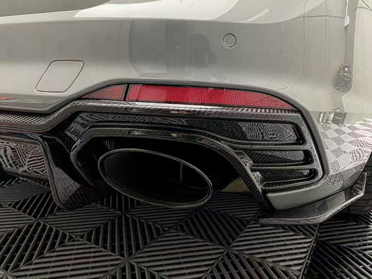 Audi RS4 B9.5 2020 2021 2022 2023 2024 with Aftermarket Parts - Rear Diffuser & Canards Pre-preg Carbon Fiber from Karbel Carbon