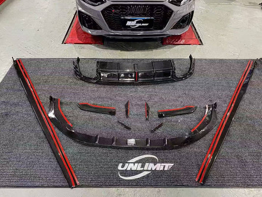 Audi RS4 B9.5 2020 2021 2022 2023 2024 with Aftermarket Parts - Side Skirts Pre-preg Carbon Fiber from Karbel Carbon