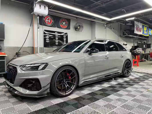Audi RS4 B9.5 2020 2021 2022 2023 2024 with Aftermarket Parts - Front Canards Pre-preg Carbon Fiber from Karbel Carbon