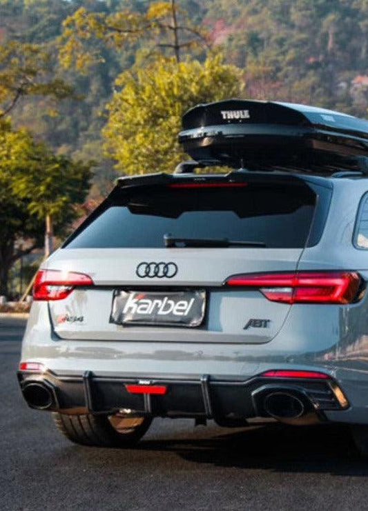 Audi RS4 B9 / B9.5 2018 2019 2020 2021 2022 2023 2024 with Aftermarket Parts - V1 Style Rear Roof Spoiler Pre-preg Carbon Fiber from Karbel Carbon