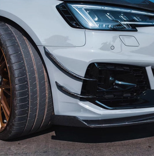 Audi RS4 B9 / B9.5 2018 2019 2020 2021 2022 2023 2024 with Aftermarket Parts - Front Canards Pre-preg Carbon Fiber from Karbel Carbon