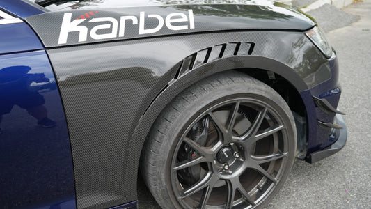 Audi S4 A4 B9 2017 2018 2019 & S4 A4 B9.5 2020 2021 2022 2023 2024 With Aftermarket Parts - Front Fenders Pre-preg Carbon Fiber from Karbel Carbon