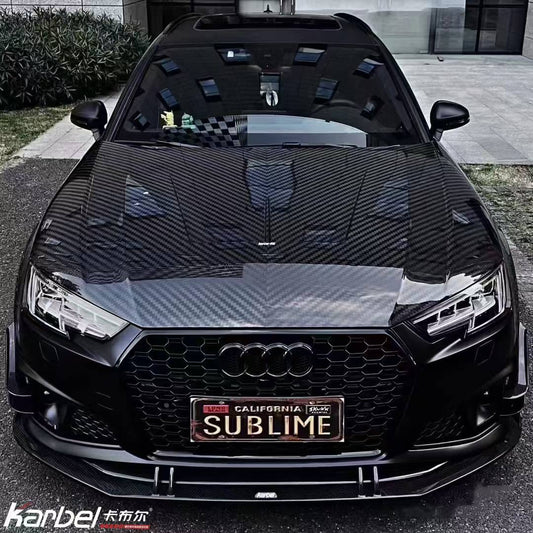 Audi RS4 S4 A4 (all models) B9 / B9.5 2017-ON with Aftermarket Parts - Hood Pre-preg Carbon Fiber from Karbel Carbon