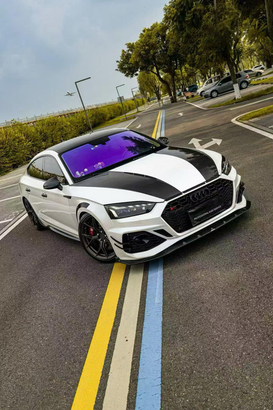 Audi RS5 B9.5 2020 2021 2022 2023 2024 2025 with Aftermarket Parts - Side Skirt Overlay Trim Dry Pre-preg Carbon Fiber from Karbel Carbon