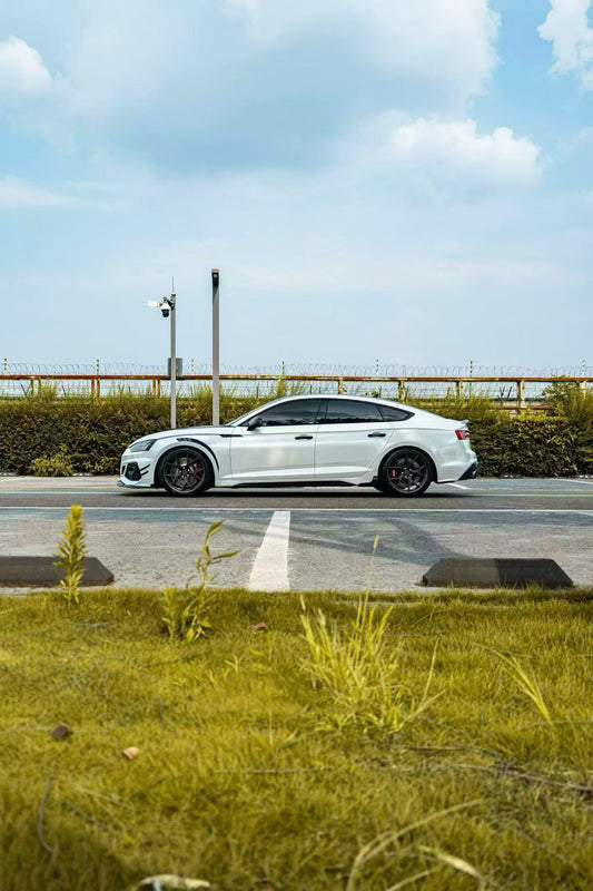 Audi RS5 B9.5 2020 2021 2022 2023 2024 2025 with Aftermarket Parts - Side Skirt Overlay Trim Dry Pre-preg Carbon Fiber from Karbel Carbon