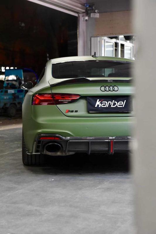 Audi RS5 S5 A5 B9 / B9.5 2017 2018 2019 2020 2021 2022 2023 2024 2025 with Aftermarket Parts - Rear Lip Spoiler Pre-preg Carbon Fiber from Karbel Carbon