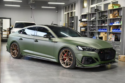 Audi RS5 B9.5 2020 2021 2022 2023 2024 2025 with Aftermarket Parts - Side Skirt Overlay Trim Dry Pre-preg Carbon Fiber from Karbel Carbon