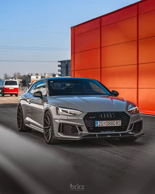 Audi RS5 B9 2018 2019 2020 with Aftermarket Parts - Front Lip Pre-preg Carbon Fiber from Karbel Carbon