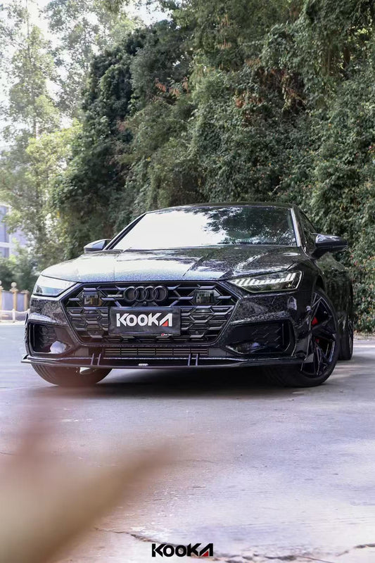 Audi S7 A7 (with s-line bumper) C8 2019-ON with Aftermarket Parts - Front Lip Pre-preg Carbon Fiber from Karbel Carbon