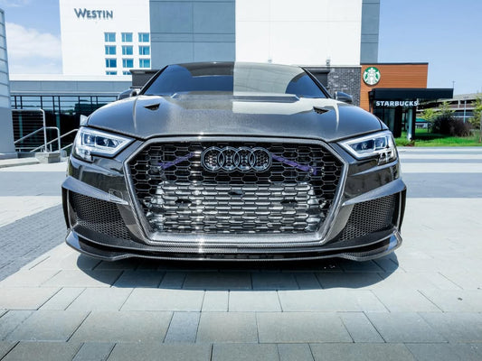 Audi S3 A3 8V.5 2017 2018 2019 2020 with Aftermarket Parts - Front Bumper Pre-preg Carbon Fiber from Karbel Carbon