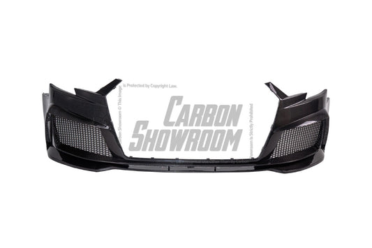 Audi S3 A3 8V.5 2017 2018 2019 2020 with Aftermarket Parts - Front Bumper Pre-preg Carbon Fiber from Karbel Carbon