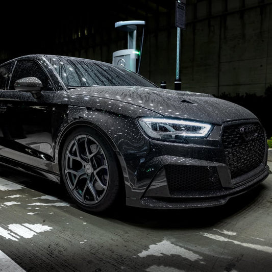 Audi S3 A3 8V.5 2017 2018 2019 2020 with Aftermarket Parts - Front Bumper Pre-preg Carbon Fiber from Karbel Carbon