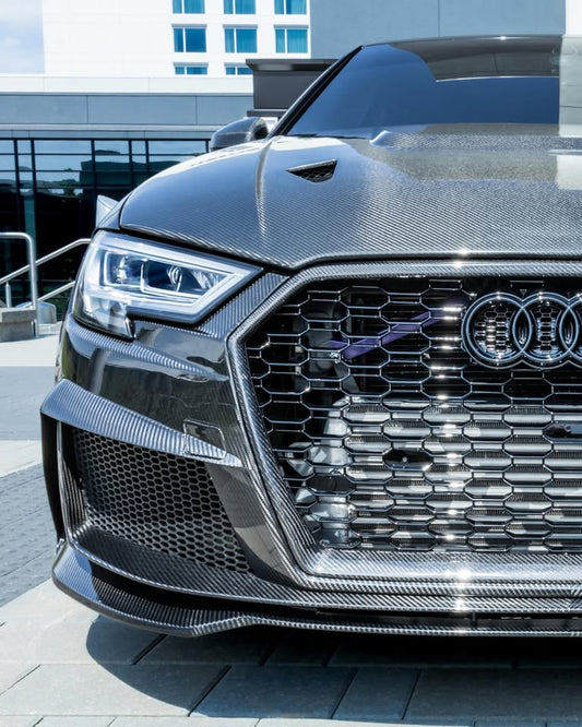 Audi S3 A3 8V.5 2017 2018 2019 2020 with Aftermarket Parts - Front Bumper Pre-preg Carbon Fiber from Karbel Carbon
