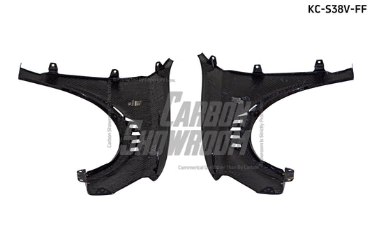Audi S3 A3 8V.5 2015 2016 2017 2018 2019 2020 & RS3 8V.5 2018 2019 2020 With Aftermarket Parts - Front Fenders Pre-preg Carbon Fiber from Karbel Carbon