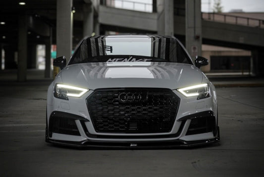 Audi S3 A3 8V & 8V.5 2017 2018 2019 2020 with Aftermarket Parts - Front Lip Pre-preg Carbon Fiber from Karbel Carbon