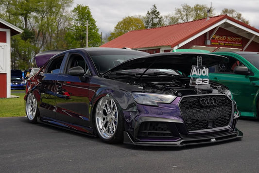 Audi S3 A3 8V.5 2015 2016 2017 2018 2019 2020 & RS3 8V.5 2018 2019 2020 With Aftermarket Parts - Front Fenders Pre-preg Carbon Fiber from Karbel Carbon