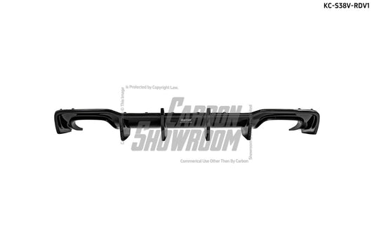 Audi S3 A3 S-line (with s-line bumper) 8V.5 2017 2018 2019 2020 With Aftermarket Parts - V1 Without LED Light Style Rear Diffuser Pre-preg Carbon Fiber from Karbel Carbon