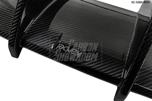 Audi S3 A3 S-line (with s-line bumper) 8V.5 2017 2018 2019 2020 With Aftermarket Parts - V1 Without LED Light Style Rear Diffuser Pre-preg Carbon Fiber from Karbel Carbon