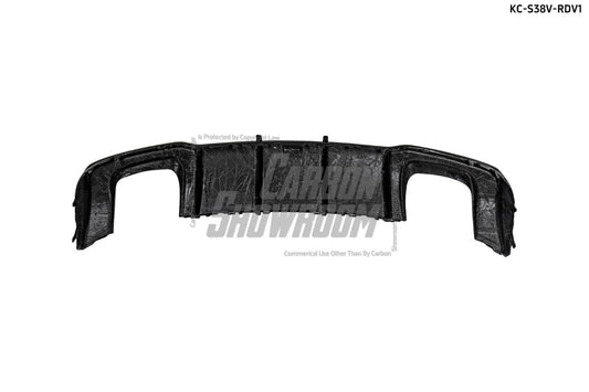 Audi S3 A3 S-line (with s-line bumper) 8V.5 2017 2018 2019 2020 With Aftermarket Parts - V1 Without LED Light Style Rear Diffuser Pre-preg Carbon Fiber from Karbel Carbon