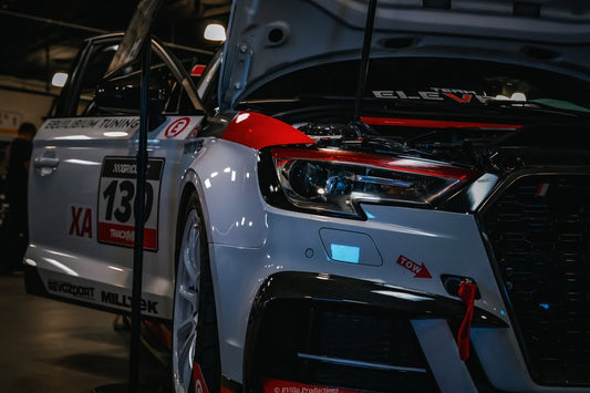 Audi S3 A3 S-line (with s-line bumper) 8V.5 2017 2018 2019 2020 with Aftermarket Parts - Upper Valences Pre-preg Carbon Fiber from Karbel Carbon