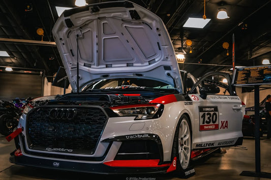 Audi S3 A3 S-line (with s-line bumper) 8V.5 2017 2018 2019 2020 with Aftermarket Parts - Upper Valences Pre-preg Carbon Fiber from Karbel Carbon