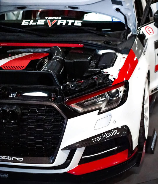 Audi S3 A3 S-line (with s-line bumper) 8V.5 2017 2018 2019 2020 with Aftermarket Parts - Upper Valences Pre-preg Carbon Fiber from Karbel Carbon