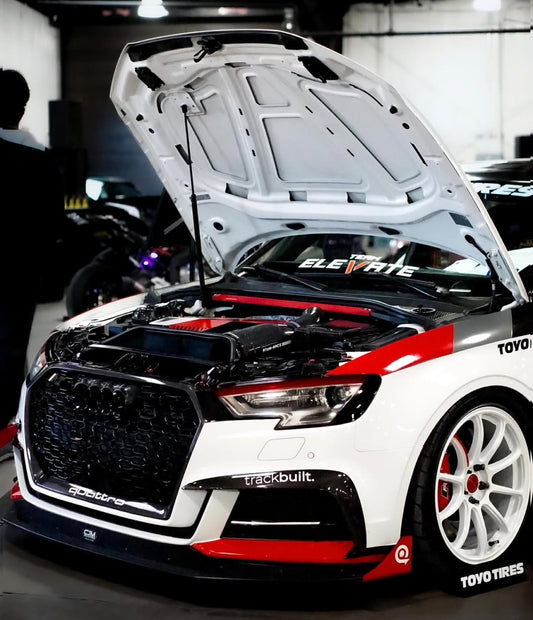 Audi S3 A3 S-line (with s-line bumper) 8V.5 2017 2018 2019 2020 with Aftermarket Parts - Upper Valences Pre-preg Carbon Fiber from Karbel Carbon