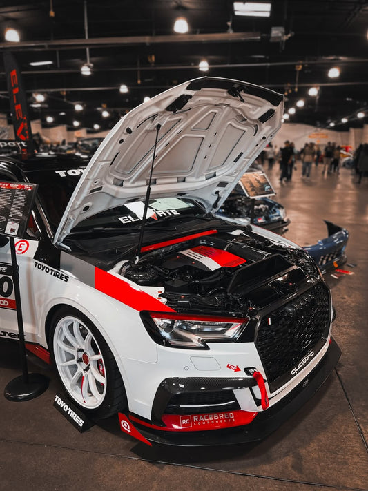 Audi S3 A3 S-line (with s-line bumper) 8V.5 2017 2018 2019 2020 with Aftermarket Parts - Upper Valences Pre-preg Carbon Fiber from Karbel Carbon