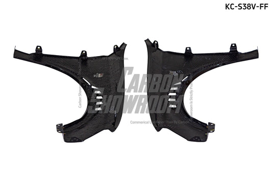 Audi S3 A3 8V.5 2015 2016 2017 2018 2019 2020 & RS3 8V.5 2018 2019 2020 With Aftermarket Parts - Front Fenders Pre-preg Carbon Fiber from Karbel Carbon