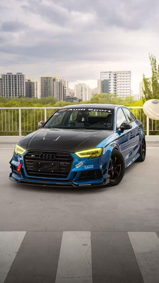 Audi S3 A3 8V.5 2015 2016 2017 2018 2019 2020 & RS3 8V.5 2018 2019 2020 With Aftermarket Parts - Front Fenders Pre-preg Carbon Fiber from Karbel Carbon
