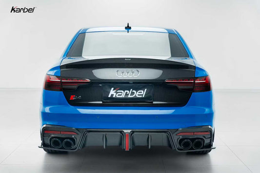 Audi S4 A4 B9 / B9.5 2017 2018 2019 2020 2021 2022 2023 2024 with Aftermarket Parts - Rear Trunk Lid Pre-preg Double-sided Carbon Fiber from Karbel Carbon