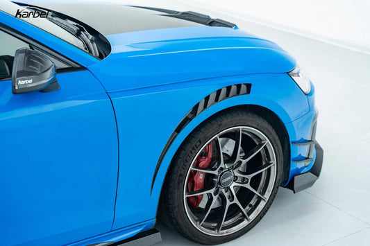 Audi S4 A4 S-line (with s-line bumper, does not fit base model) B9.5 2020 2021 2022 2023 2024 with Aftermarket Parts - V3 Front Canards Pre-preg Carbon Fiber from Karbel Carbon