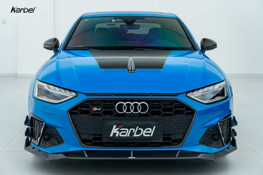 Audi S4 A4 S-line (with s-line bumper, does not fit base model) B9.5 2020 2021 2022 2023 2024 with Aftermarket Parts - V3 Front Canards Pre-preg Carbon Fiber from Karbel Carbon